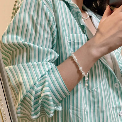 Handmade 925 Sterling Silver Bead Necklace with Natural Freshwater Pearl & Heart Charm Bracelet Ilayda