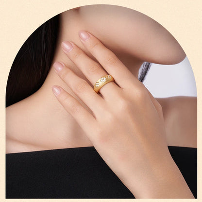 Kuangfeng 925 Sterling Silver Gold Plated Moissanite Engagement Ring – Fine Jewelry Wedding Ring for Women