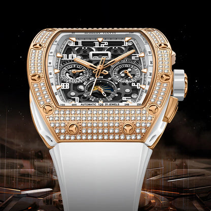Bonest Gatti Men’s Fully Automatic Mechanical Watch – Diamond Case Luxury-Inspired Timepiece Dev