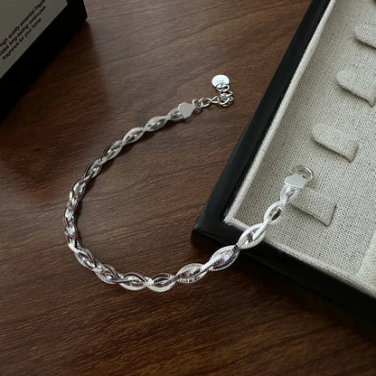 925 Sterling Silver Braided Chain Bracelet for Women Derya