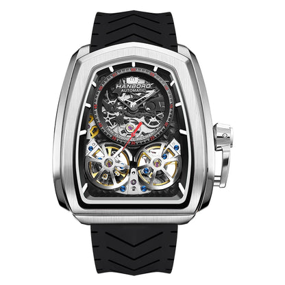 Luxury Double Flying Wheel Automatic Mechanical Watch for Men – Irregular Hollow Dial, Supercar Gear Design, Personalized Statement Timepiece Onur