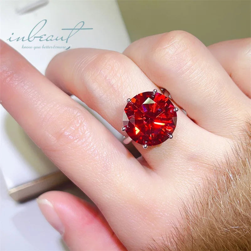 925 Sterling Silver 20Ct Brilliant Cut Red Moissanite Jewelry Set – Ring, Earrings & Necklace for Women Margarette