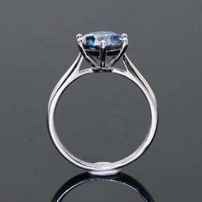 Sapphire Blue Moissanite Ring 1–2 Carat – 925 Sterling Silver White Gold Plated for Women