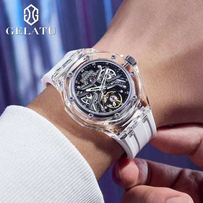 GELATU 8002 Men’s Automatic Mechanical Watch – Transparent Skeleton Dial, Waterproof Sport Design 2025 Samwell