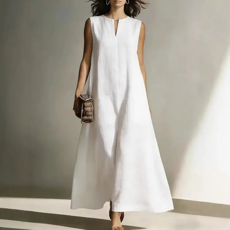 Women’s Summer Sleeveless A-Line Maxi Dress – Loose Fit Long Casual Dress Angelica