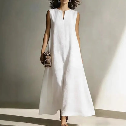Women’s Summer Sleeveless A-Line Maxi Dress – Loose Fit Long Casual Dress Angelica