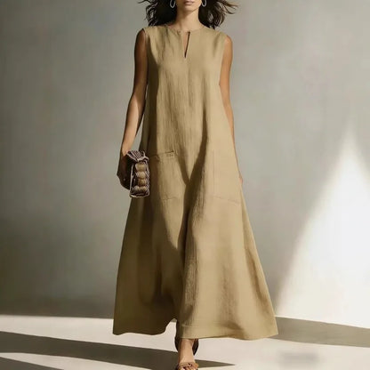 Women’s Summer Sleeveless A-Line Maxi Dress – Loose Fit Long Casual Dress Angelica