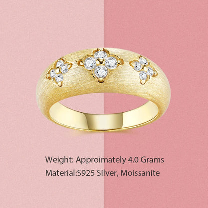 Kuangfeng 925 Sterling Silver Gold Plated Moissanite Engagement Ring – Fine Jewelry Wedding Ring for Women