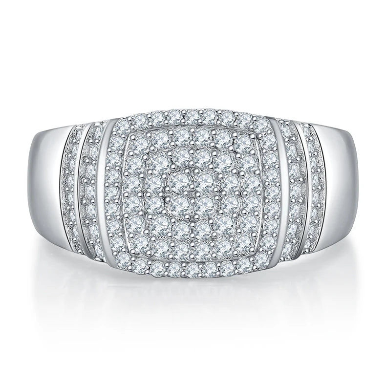 925 Sterling Silver Men’s Ring with White D VVS1 Brilliant Cut Moissanite – Iced Out Hip Hop Fine Jewelry Giorgos
