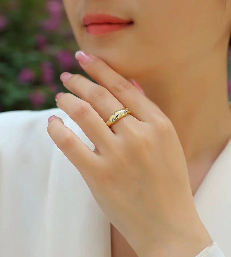 18K Yellow Gold Plated 925 Sterling Silver 7‑Piece Moissanite Diamond Ring Set – Women’s Wedding, Anniversary & Party Jewelry Gift