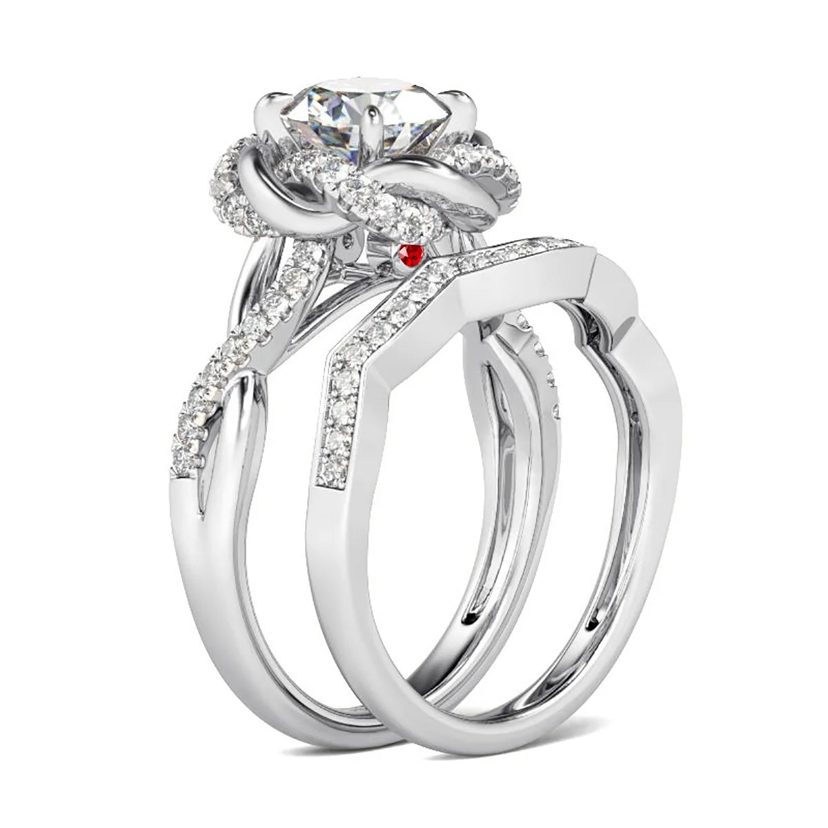 3ct Moissanite Diamond Ring Set 925 Sterling Silver Platinum Plated – Petal Design Engagement Ring for Women, 2026 Trend Jewelry