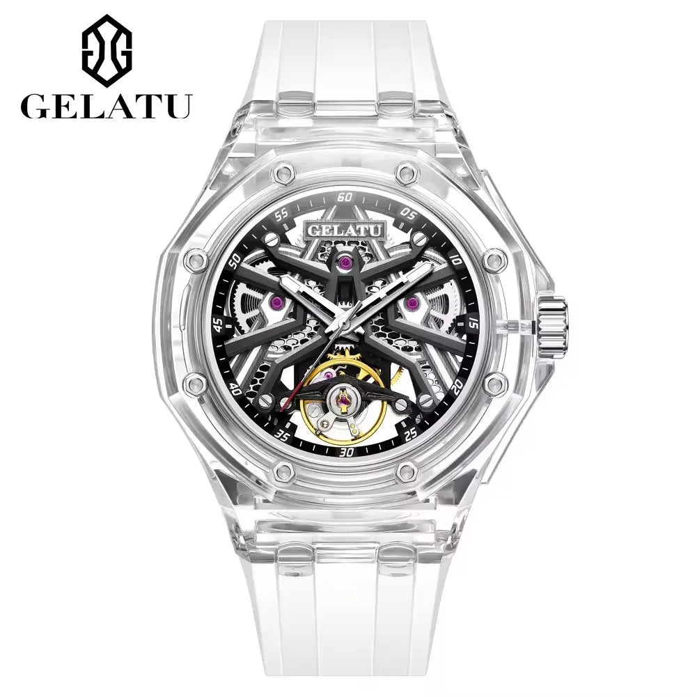 GELATU 8002 Men’s Automatic Mechanical Watch – Transparent Skeleton Dial, Waterproof Sport Design 2025 Samwell