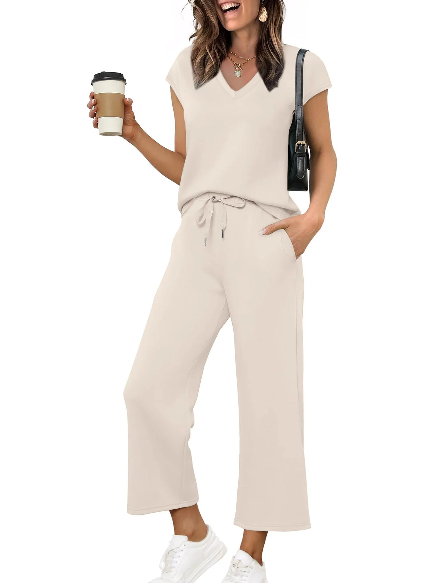 Women’s Casual 2 Piece Lounge Set – Oversized Sleeveless Tank Top & Loose Pants for Spring Summer Fall Marabella