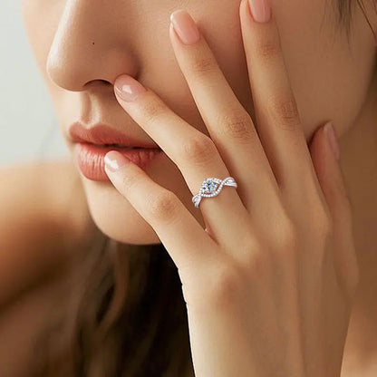 1ct 6.5mm Moissanite Engagement Ring – 925 Sterling Silver Six Prong Infinity Twist Shank Wedding Ring for Women Talisa
