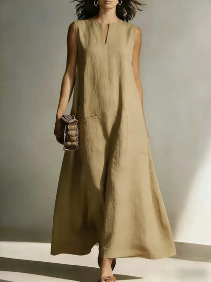 Women’s Summer Sleeveless A-Line Maxi Dress – Loose Fit Long Casual Dress Angelica