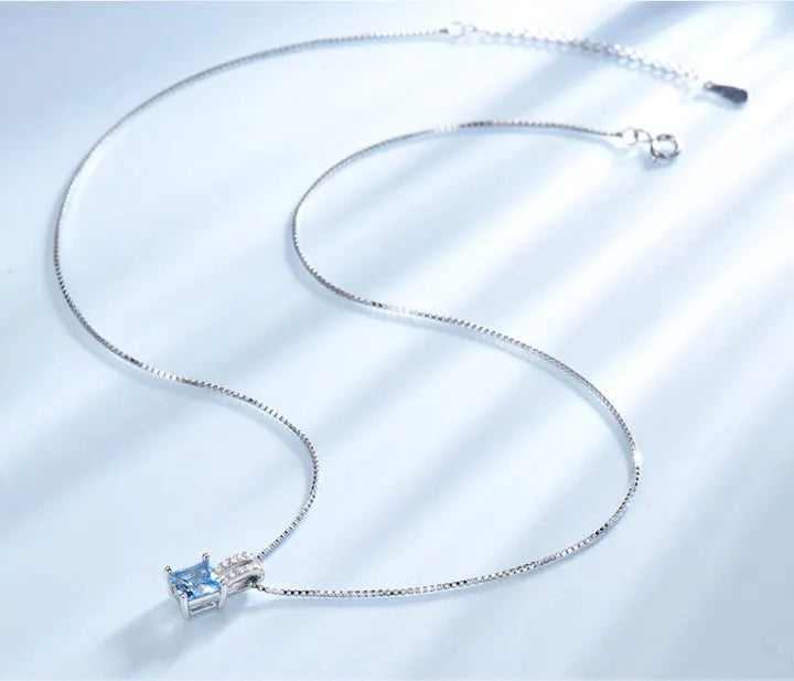 925 Sterling Silver Jewelry Set for Women – Nano Aquamarine & Sky Blue Topaz Ring, Pendant Necklace & Stud Earrings Alice