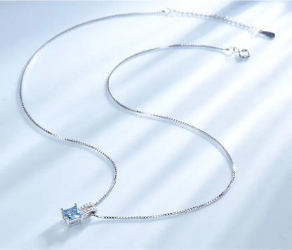 925 Sterling Silver Jewelry Set for Women – Nano Aquamarine & Sky Blue Topaz Ring, Pendant Necklace & Stud Earrings Alice