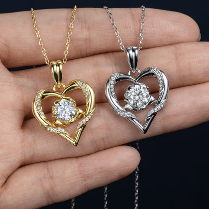 Rose Flower Heart Moissanite Necklace for Women – S925 Sterling Silver, 14K Gold Plated VVS Pendant, Anniversary & Birthday Gift Mihrimah