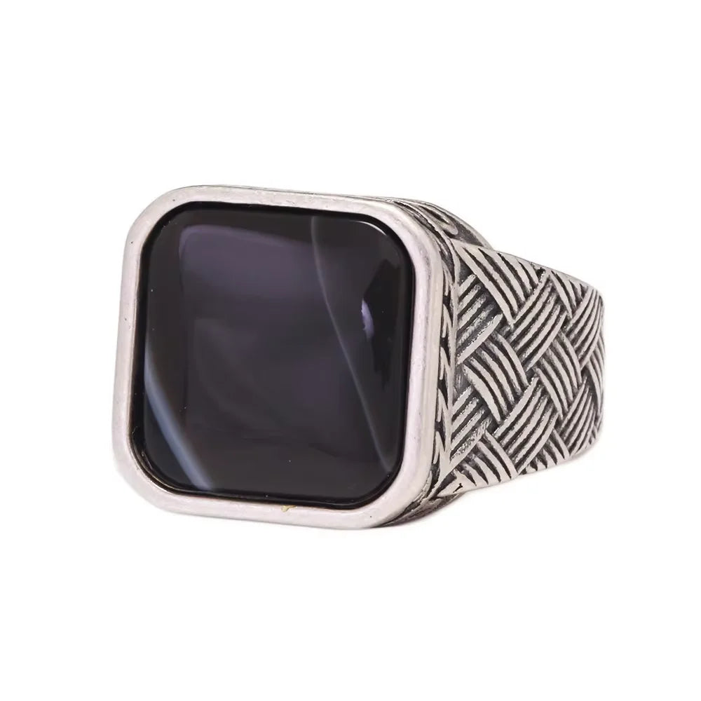 Men’s 925 Sterling Silver Ring with Natural Tiger Eye Agate – Antique Vintage Style