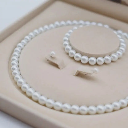 Handmade Freshwater Cultured Pearl Jewelry Set for Women – Elegant Bracelet & Stud Earrings, Wedding & Party Gift