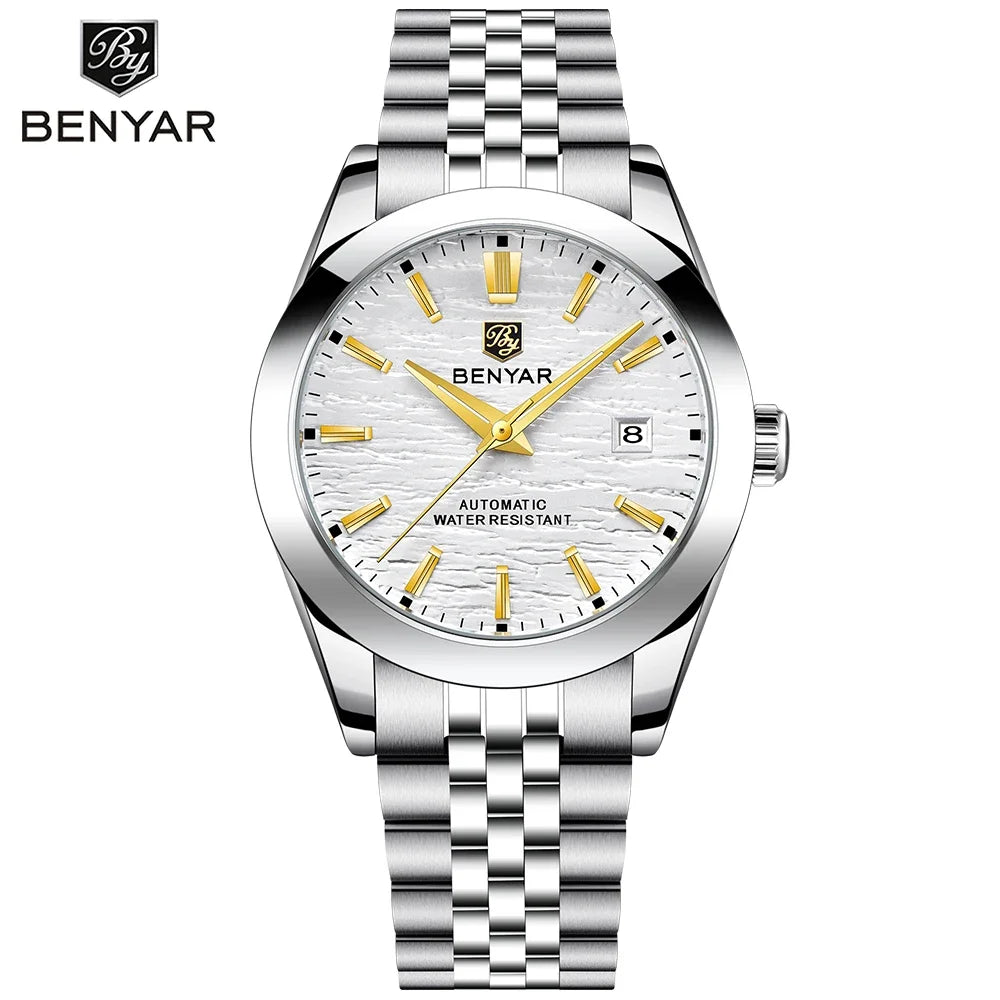 BENYAR 5209 Automatic Mechanical Watch for Men – 40mm Stainless Steel Luxury Timepiece, 50M Waterproof