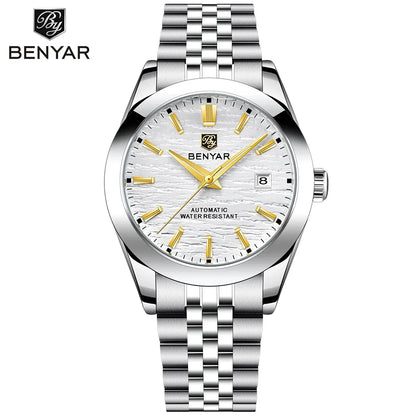 BENYAR 5209 Automatic Mechanical Watch for Men – 40mm Stainless Steel Luxury Timepiece, 50M Waterproof