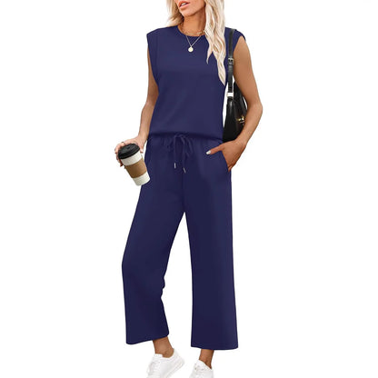 Women’s Casual 2 Piece Lounge Set – Oversized Sleeveless Tank Top & Loose Pants for Spring Summer Fall Marabella