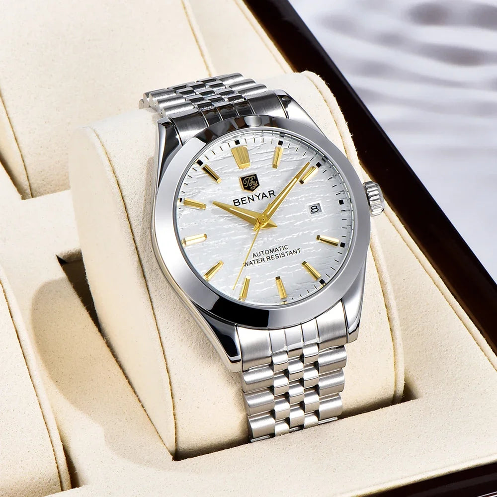 BENYAR 5209 Automatic Mechanical Watch for Men – 40mm Stainless Steel Luxury Timepiece, 50M Waterproof