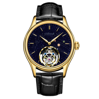 AESOP 7049 Luxury Men's Mechanical Watch – Real Flying Tourbillon, Manual Winding, Skeleton Design, Premium Wristwatch
