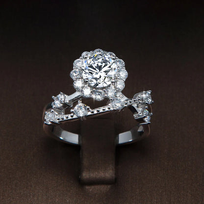 1 Carat Moissanite Ring for Women – S925 Silver Flower Vine Design Band