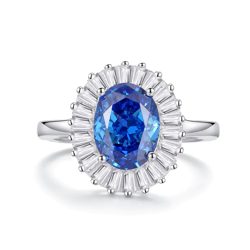 925 Sterling Silver Oval Zirconia Ring for Women – High-End Ice Flower Cut Fine Jewelry Melina