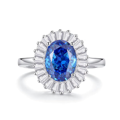 925 Sterling Silver Oval Zirconia Ring for Women – High-End Ice Flower Cut Fine Jewelry Melina