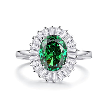 925 Sterling Silver Oval Zirconia Ring for Women – High-End Ice Flower Cut Fine Jewelry Melina