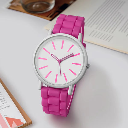 Classical Minimalist Quartz Wrist Watch – Silicone Strap, Candy Colors Rexie