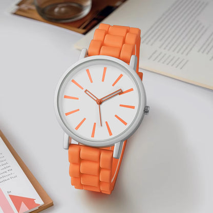 Classical Minimalist Quartz Wrist Watch – Silicone Strap, Candy Colors Rexie