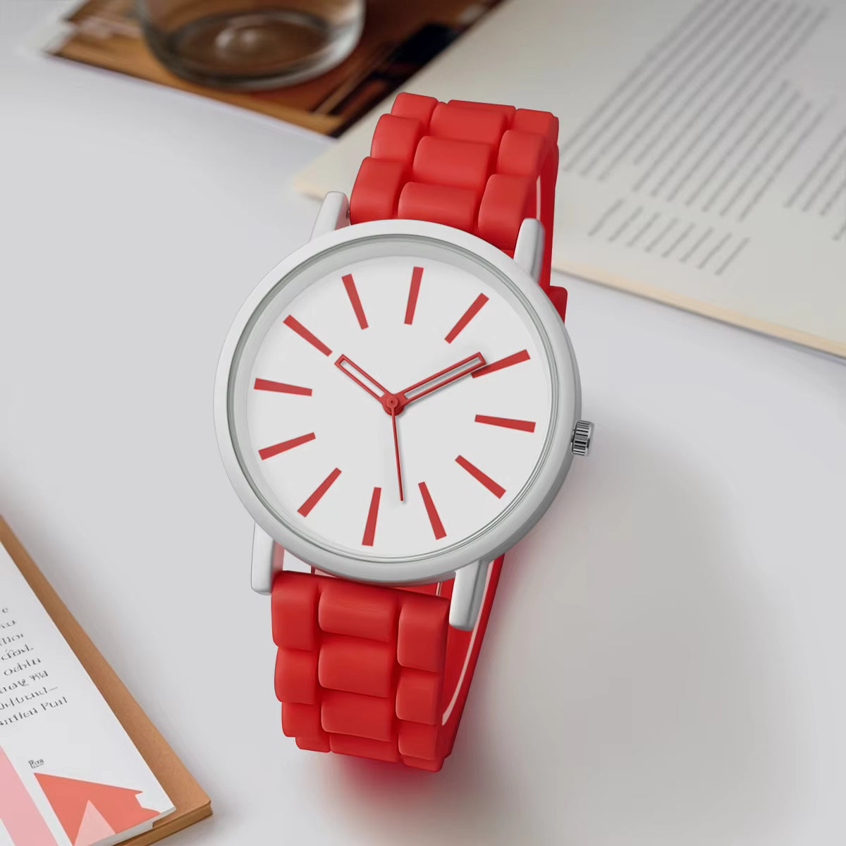 Classical Minimalist Quartz Wrist Watch – Silicone Strap, Candy Colors Rexie