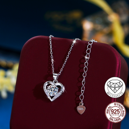 1ct D Color VVS1 Round Brilliant Moissanite Heart Pendant Necklace in 925 Sterling Silver Riane
