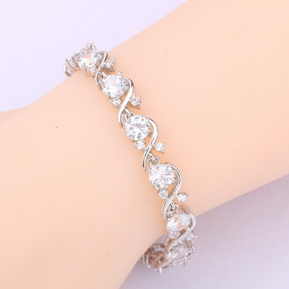 White Pearl & Zircon Jewelry Set for Women – Silver-Tone Necklace, Earrings, Bracelet & Ring for Weddings, Engagements & Parties Twillia