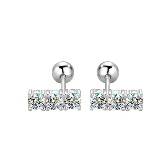 0.3 Carat Moissanite Straight Row Earrings – Luxury 925 Sterling Silver Trendy Design Joan