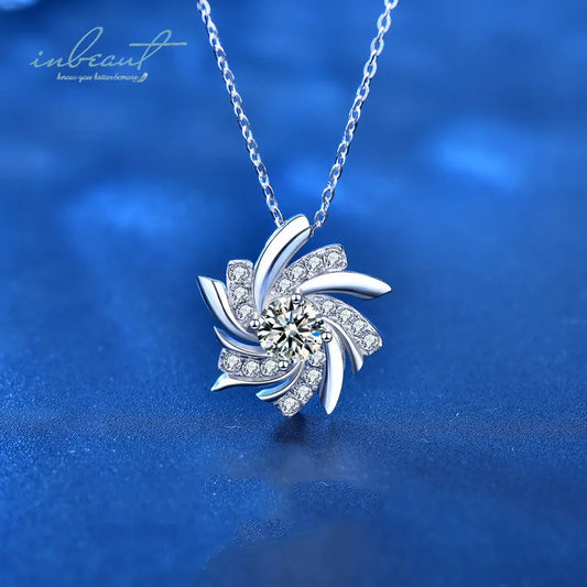 925 Silver Windmill Pendant Necklace – 1 Carat D-Color Moissanite, Brilliant Cut, Diamond-Tested Fine Jewelry for Women Amalia
