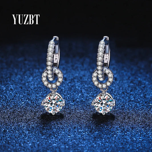 Elegant Moissanite Bow Earrings | 925 Sterling Silver Drop Design Zinnia
