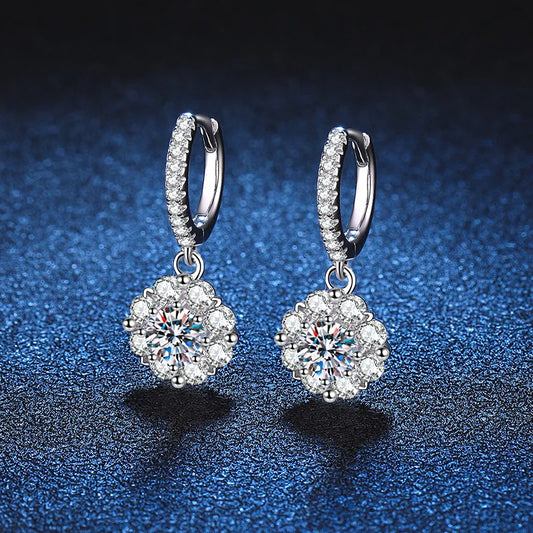 925 Sterling Silver 1-Carat Moissanite Earrings | Snowflake Screw Back Design Rica