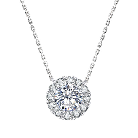 Moissanite Earrings and Pendant Necklace Jewelry Set – Gold-Plated Stud Earrings in 925 Sterling Silver for Women