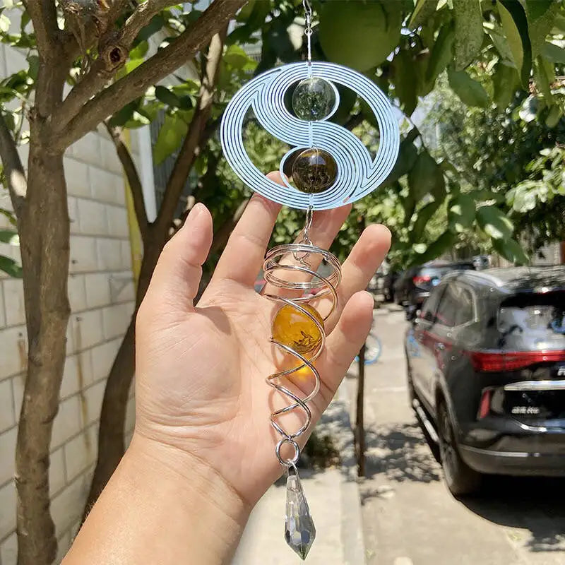 3D Rotating Stainless Steel Wind Chime Spinner – Outdoor Hanging Ornament for Home & Garden Decor