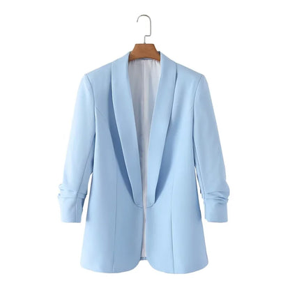 Women's Casual Loose One Button Cuff Pleated Suit Jacket Lucinda