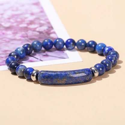 8mm Pink Crystal Bead Bracelet – Natural Stone Stretch Bracelet with Stainless Steel Accessories