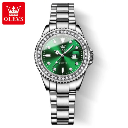 OLEVS 9945 Women's Waterproof Stainless Steel Watch – Automatic Quartz Wristwatch for Women