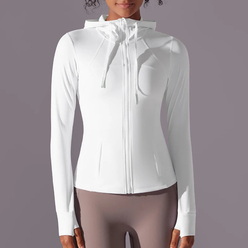 Women's Butter Luxe Full-Zip Workout Hoodie Jacket – Slim Fit, Lightweight Athletic Yoga Jacket with Pockets and Thumb Holes Ginny