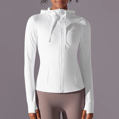 Women's Butter Luxe Full-Zip Workout Hoodie Jacket – Slim Fit, Lightweight Athletic Yoga Jacket with Pockets and Thumb Holes Ginny