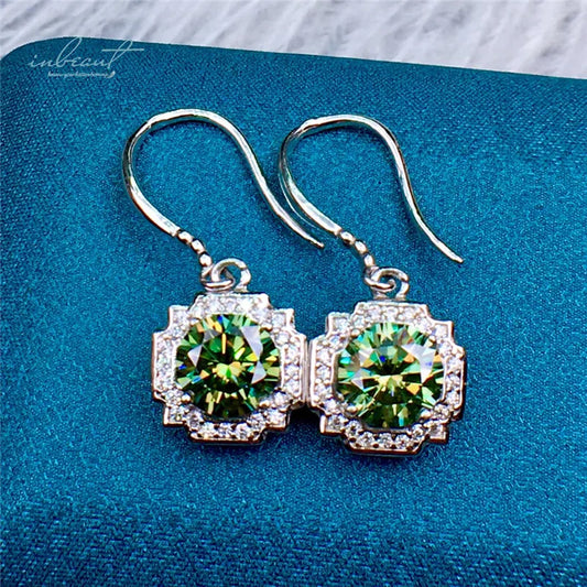 925 Silver Green Moissanite Drop Earrings | 2-Carat VVS1 Certified Jewelry Talia